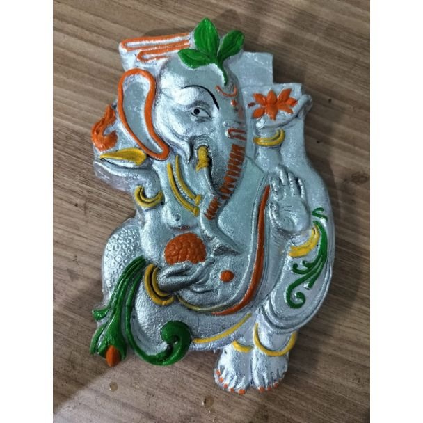 Silver Ganesha Wall Hanging (Hand-Painted)